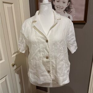 White 100% Linen Button-Up Shirt from Lintico XXL